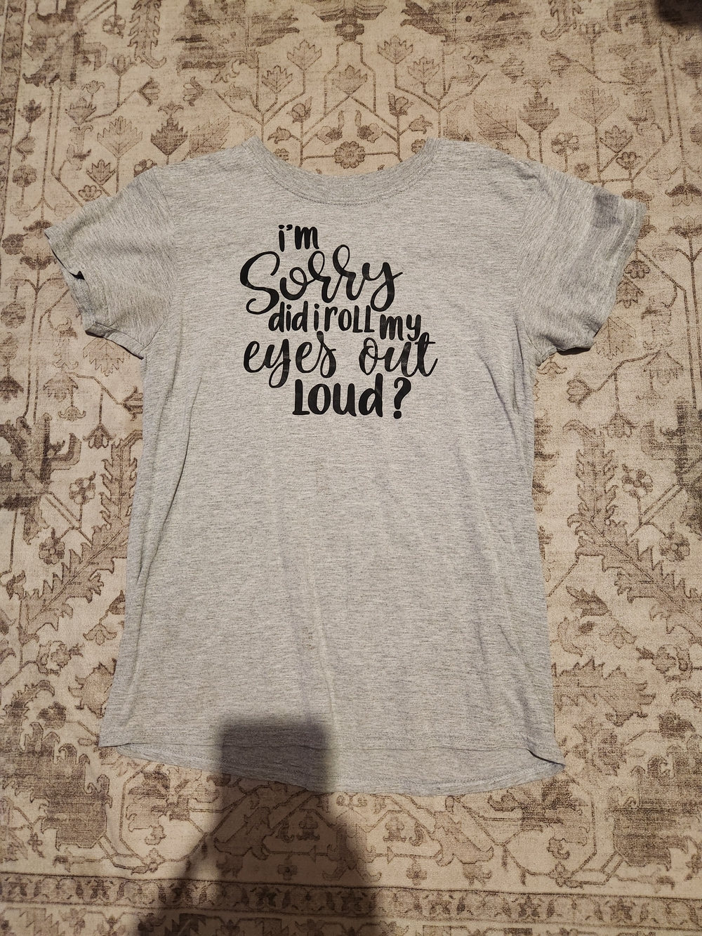 Gildan Light Gray Short Sleeve Tee with Black Script Text